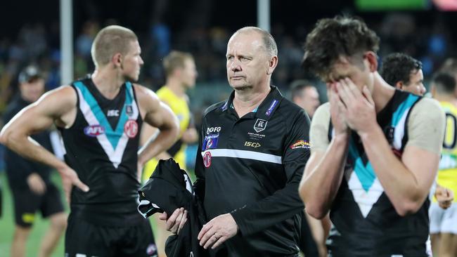 Ken Hinkley took the Power to a preliminary final last year. Picture: Sarah Reed