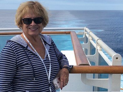 Gloria Newell aboard the Ruby Princess on the last day of the cruise. Picture: Supplied