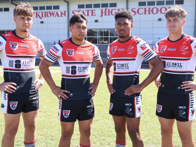 Kirwan Bears brothers. Left to right: Heath Bethel, Taakoi Benioni, Davidson Benioni, Zane Bethel. Picture: Courtney Thomson / Kirwan SHS