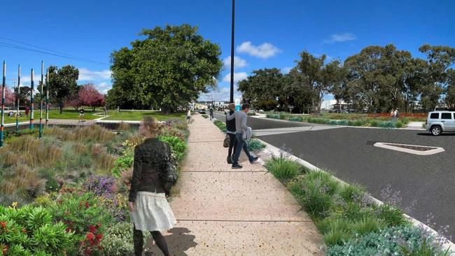 Artist impression of the $4 million Alawoona Streetscape and Wetland Reserve Project. Picture: City of Marion