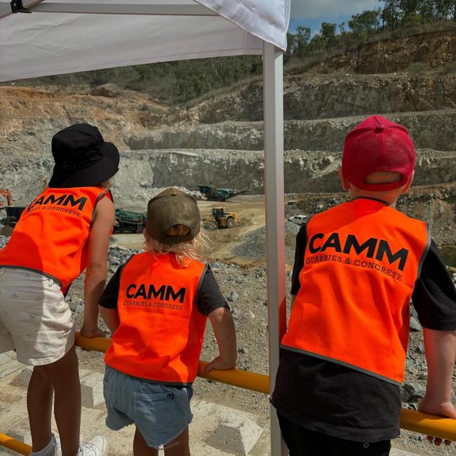 Kids watch via the viewing platform at CAMM Quarries &amp; Concrete's official launch its new fixed concrete plant. Picture: Supplied.