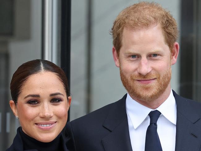 NEW YORK, NEW YORK - SEPTEMBER 23: Meghan, Duchess of Sussex, and Prince Harry, Duke of Sussex, visit One World Observatory on September 23, 2021 in New York City. (Photo by Taylor Hill/WireImage)