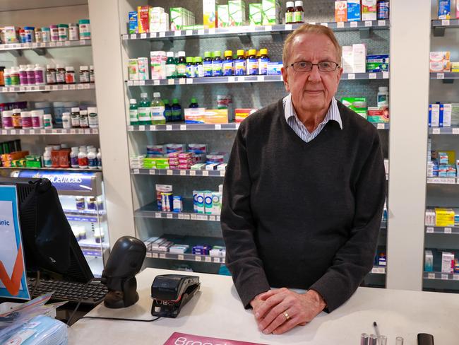 CHemist Peter Galettis has been impacted by the recent strikes. His business sits within Town Hall station. Picture: Justin Lloyd.