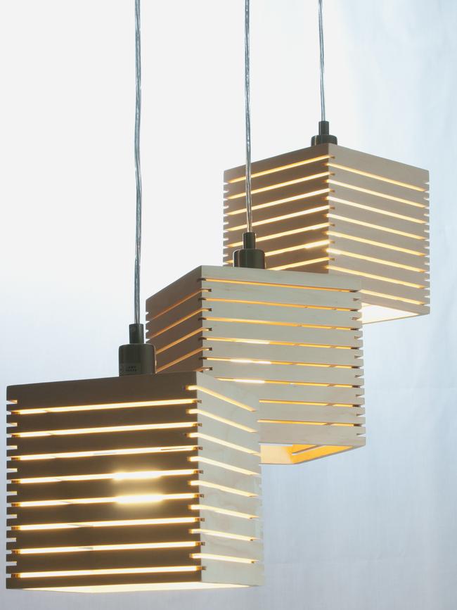 The Spiral 180 pendant lights by Tasmanian industrial designer Duncan Meerding. Photo: Terence Munday.