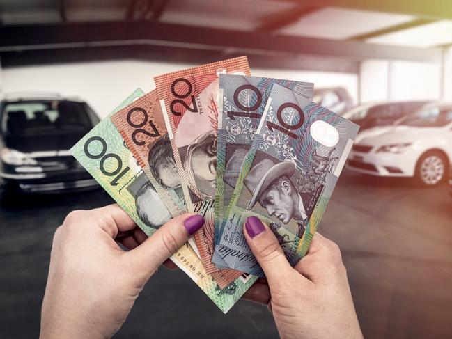 'Car buy' or 'rent car' concept with australian dollar, money, generic