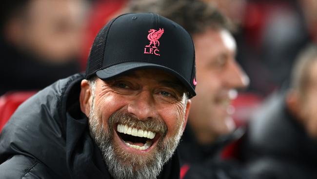 FILE: Jurgen Klopp Announces He Will Leave Liverpool FC at the End of the Season LIVERPOOL, ENGLAND - FEBRUARY 13: Juergen Klopp, Manager of Liverpool reacts prior to the Premier League match between Liverpool FC and Everton FC at Anfield on February 13, 2023 in Liverpool, England. (Photo by Michael Regan/Getty Images)