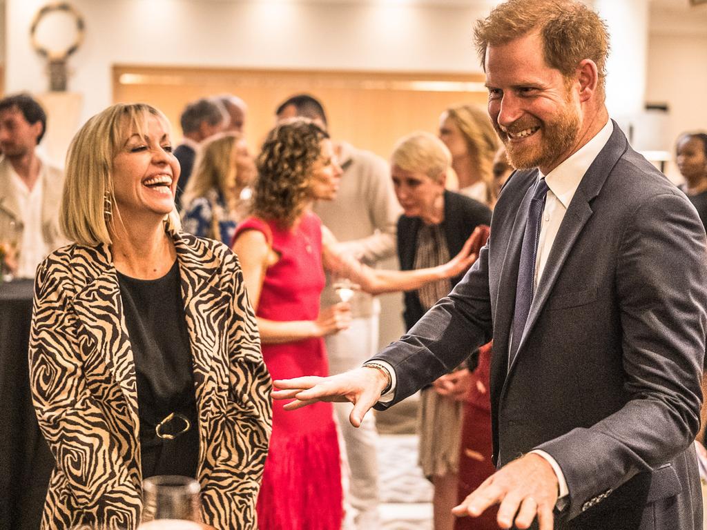 Monique Wilkinson, Business Development Manager at Baker McKenzie and Prince Harry, Duke of Sussex attend a Sentebale reception and panel discussion at The Saxon Hotel in Johannesburg, South Africa. Picture: Brian Otieno/Getty Images for Sentebale