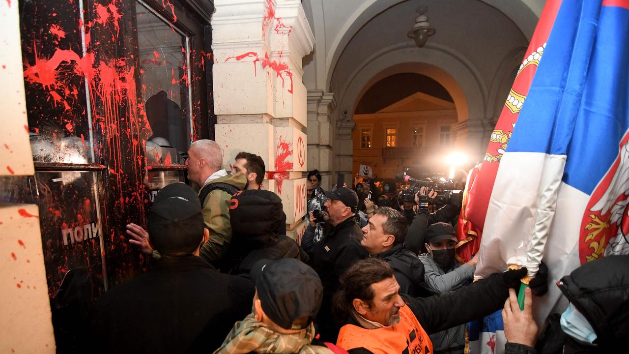 Protesters are demanding action after a train station roof in Novi Sacollapsed last week killing 15 people. Photo: Nenad Mihajlovic/AFP.