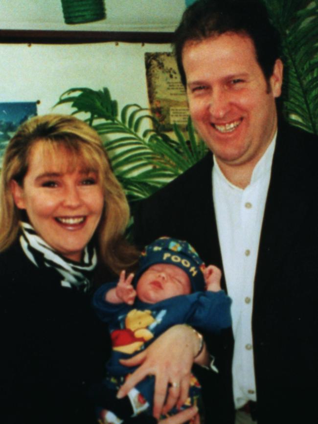 Murdered policeman Senior Constable Rod Miller with his wife Carmel and baby son Jimmy. Picture: Supplied