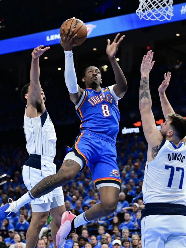 Jalen Williams flies for a basket. (Photo by Joshua Gateley/Getty Images)