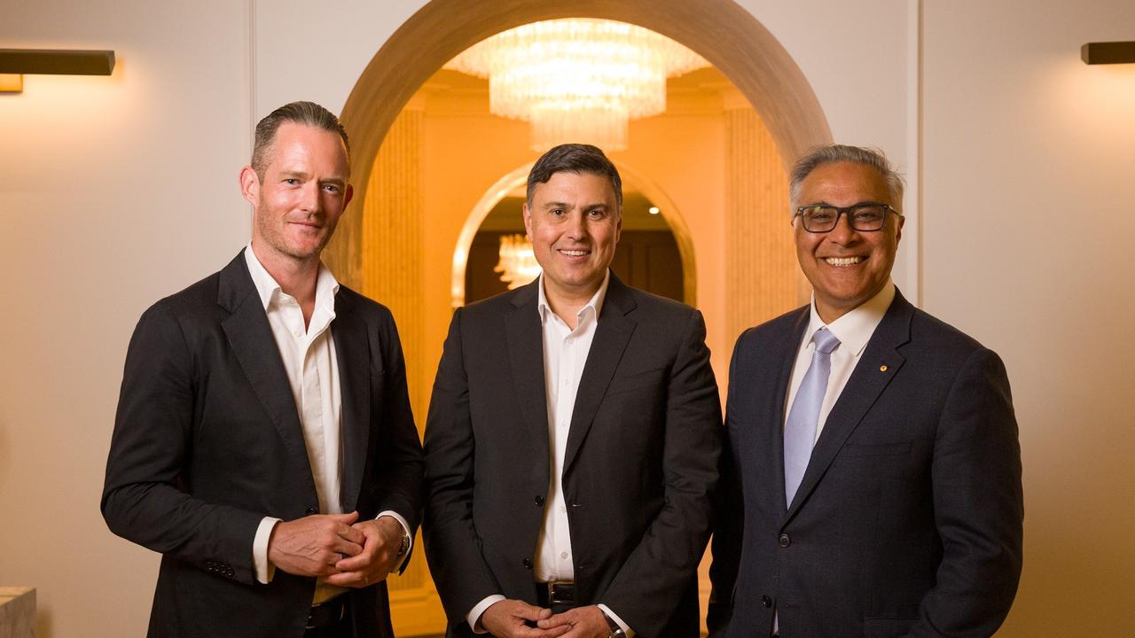 Gurner Group chairman Tim Gurner, chief operating officer of hospitality Peter Crinis and CEO Ahmed Fahour.