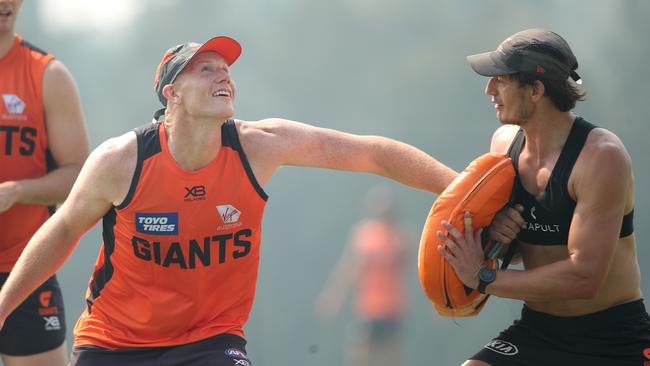 Sam Jacobs at GWS Giants training at Homebush. Picture: Phil Hillyard