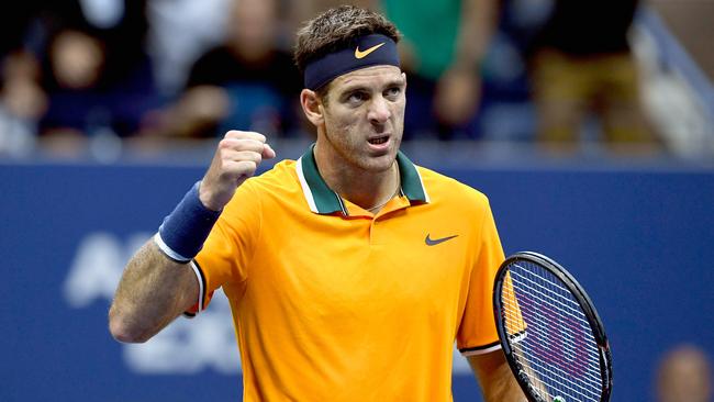 Juan Martin del Potro shows some eye of the tiger in the second set. Picture: Getty