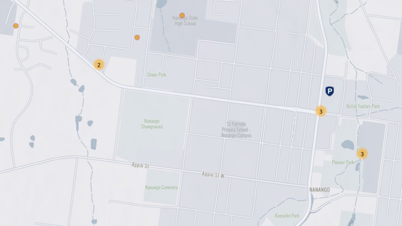 The Nanango 4615 postcode had 35 unlawful entry offences in the past six months.