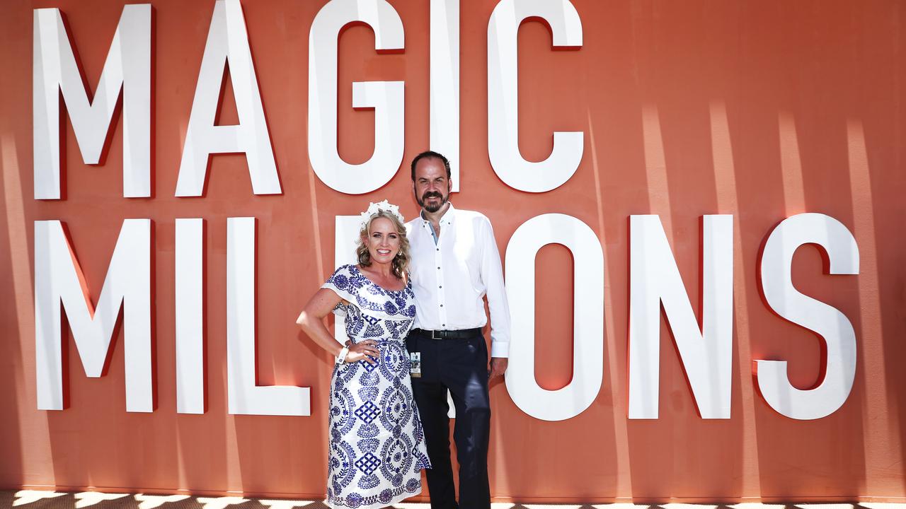 Kate jones and Paul Cronin Pictured at the Magic Millions race. Photo: Jason O'Brien