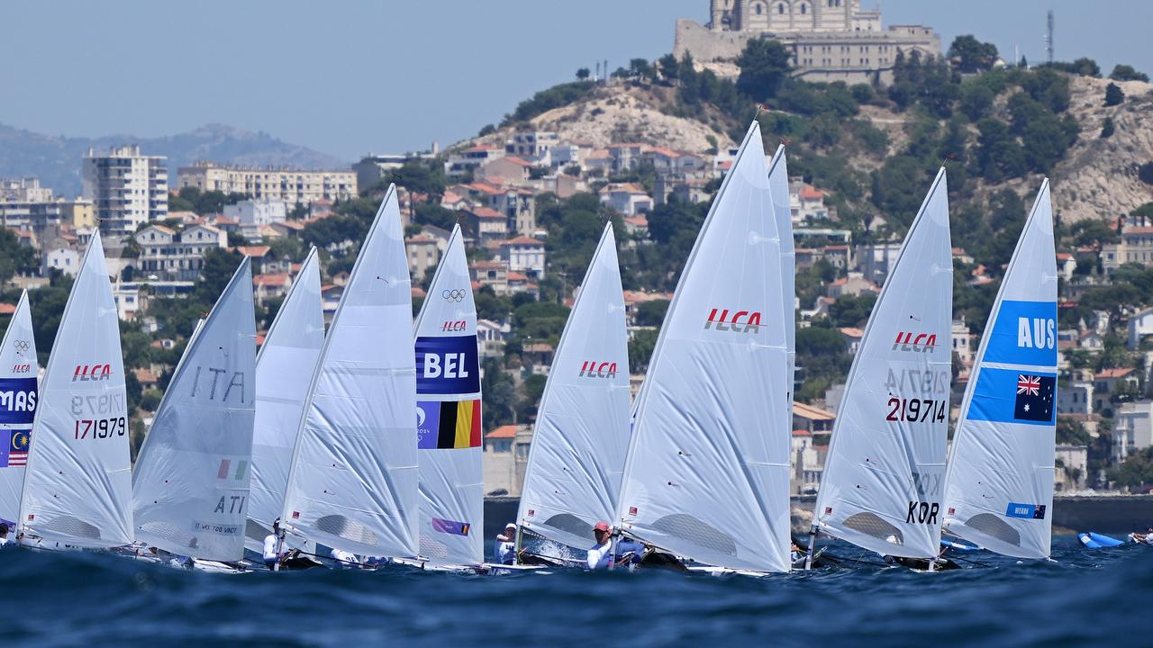 The ILCA dinghy class training ahead of the Paris Olympic Games. Picture: Clive Mason/Getty Images