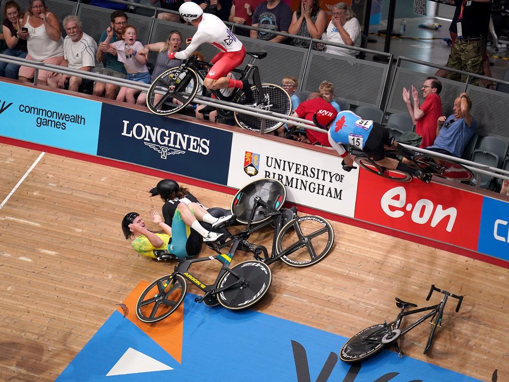 The scary moment England’s Matt Walls got aerial. Picture: PA Wire