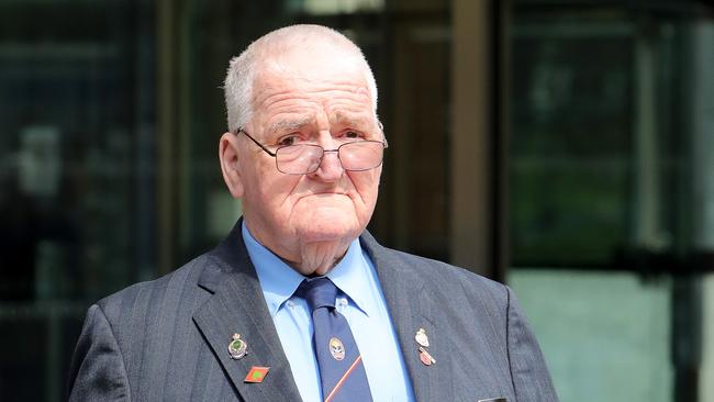 Vietnam War veteran Brian Lynch leaves the aged care royal commission in Melbourne on Tuesday. Picture: Stuart McEvoy.