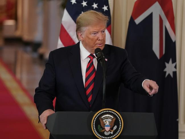 US President Donald Trump called Australia a “brilliant ally” during a press conference with Australian Prime Minister Scott Morrison. Picture: AFP