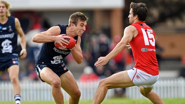 Joel Cross was busy for South Adelaide in the win over Central District at Elizabeth Oval. Picture: Tom Huntley