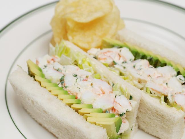 Boxing Day Leftovers: Executive chef Jason Barratt with his Mooloolaba king prawn and avocado sandwich at Supernormal. Picture: Tara Croser.