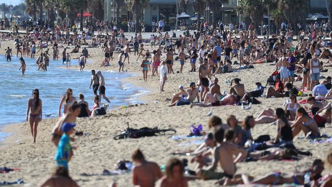 St Kilda Beach is sure to be a favourite on Sunday. Picture: Alex Coppel.