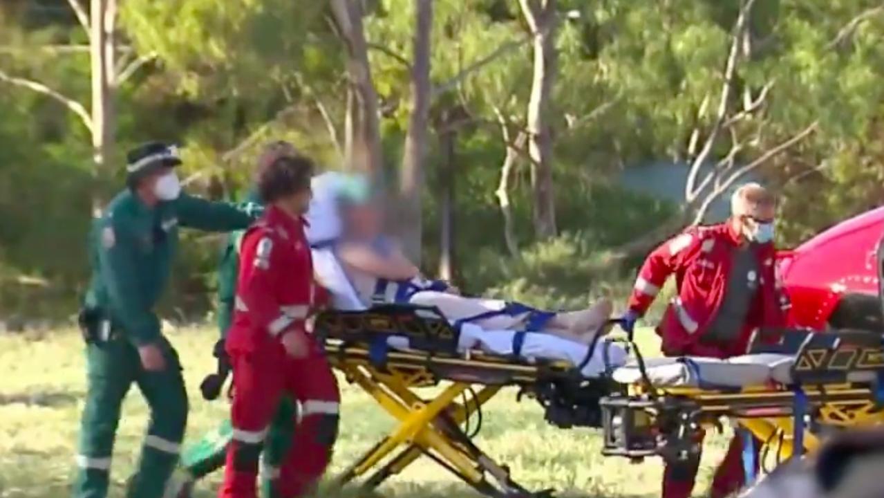 A 15-year-old has been airlifted to hospital after a gas cylinder blew up in his face. Picture: 9 News