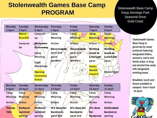 A program for Gold Coast Commonwealth Games protesters Warriors of Aboriginal Resistance Stolenwealth Games