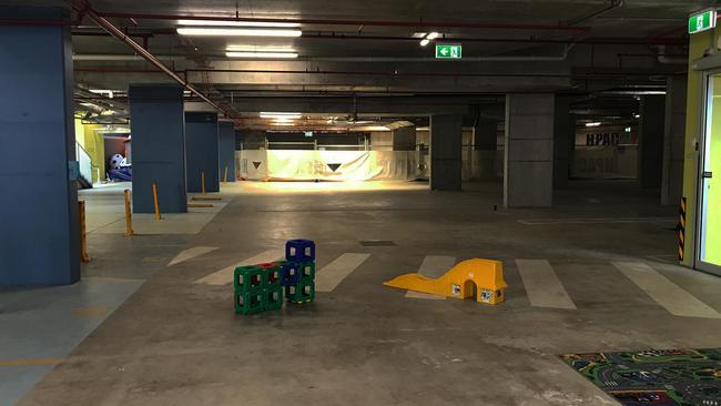 The basement carpark being used as a recreational space.