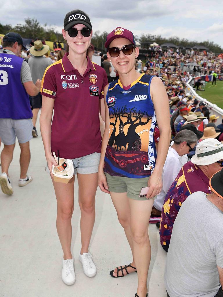 Claire Hobson and Camilla Bond at the NAB AFLW grand final. Picture: Patrick Woods
