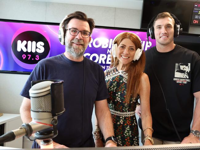 KIIS 97.3's new breakfast trio Kip Wightman, Robin Bailey, and Corey Oates, Milton. Picture: Liam Kidston