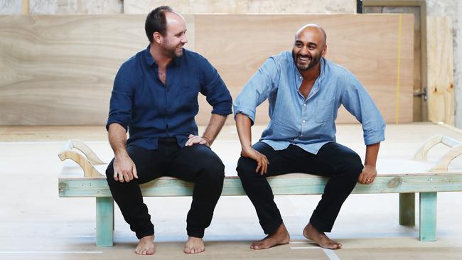 Belvoir’s Eamon Flack, left, and playwright S. Shakthidharan. Picture: Hollie Adams