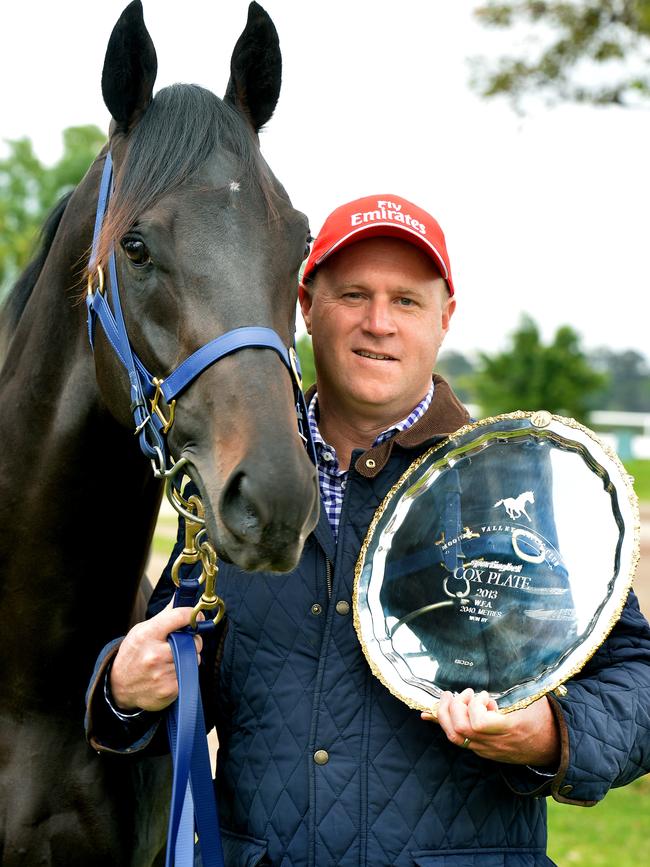 Danny O'Brien with Cox Plate winner Shamus Award. Picture: Jay Town