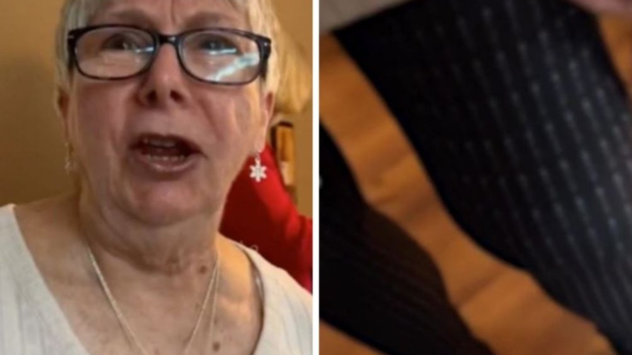Grandmother stunned after finding 'pinstripe' pants pattern was actually  curse words