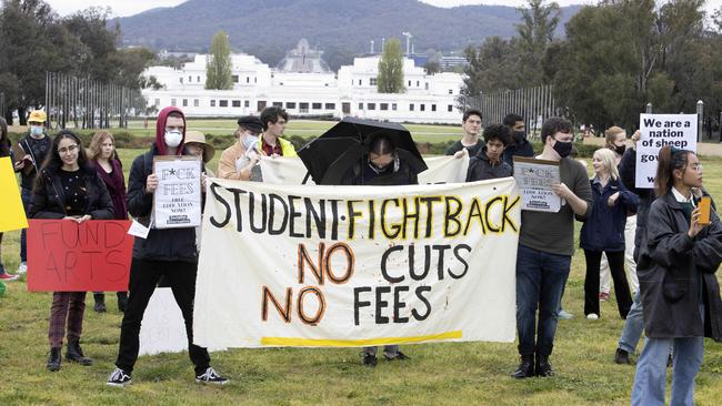 A student protest in Canberra. Picture: NCA NewsWire / Gary Ramage