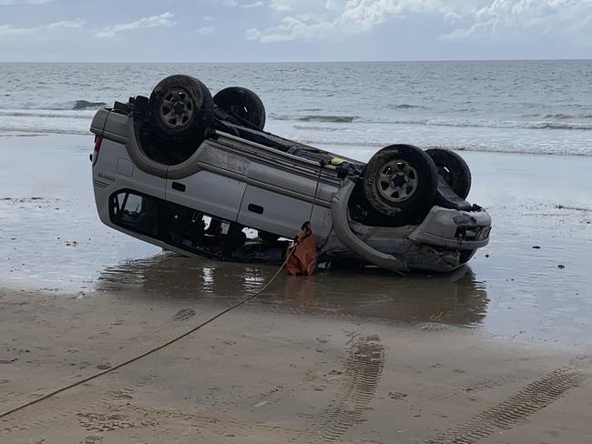 After witnessing this 4WD rollover on a beach near Bundaberg, travel bloggers Miriam Mace and Chris Maujean have started a petition against beach hooning.