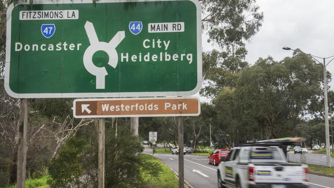 Traffic lights will replace the Fitzsimons lane and Main Rd roundabout to ease congestion. But a Nillumbik councillor is calling on the State Government to provide greater transparency on the project’s design. Picture: Rob Leeson.