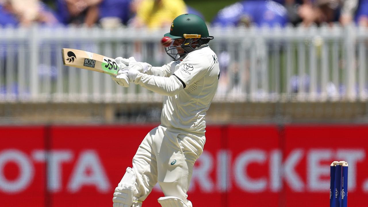 Khawaja instead wore a black armband, in response to the ICC’s decision. Picture: Getty