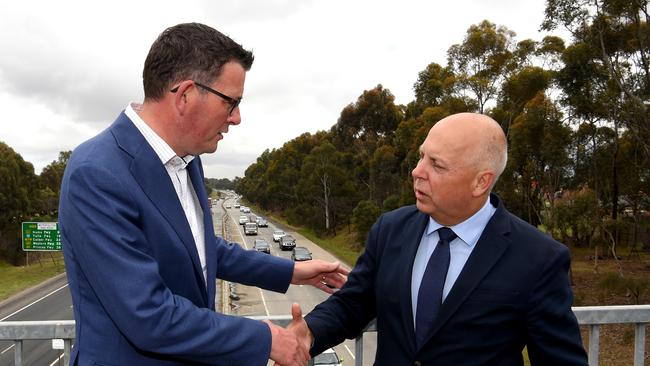 Premier Daniel Andrews and Treasurer Tim Pallas. Picture: Nicole Garmston