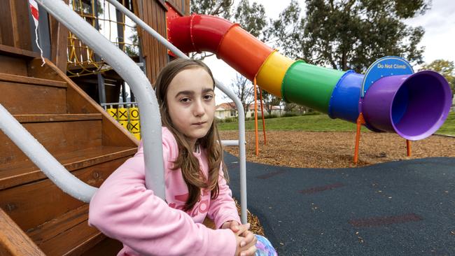 Sophia Samargis, 12 at her local park in Hughesdale. Picture: David Geraghty