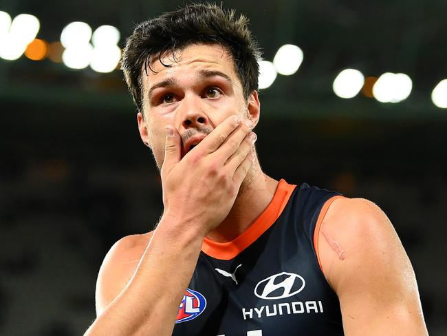 MELBOURNE, AUSTRALIA - MAY 05: Jack Silvagni of the Blues looks dejected after losing the round eight AFL match between Carlton Blues and Brisbane Lions at Marvel Stadium, on May 05, 2023, in Melbourne, Australia. (Photo by Quinn Rooney/Getty Images)