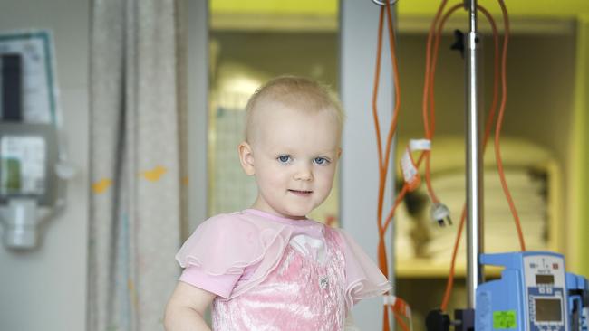 Leukaemia patient Grace Antonello dressed up in her princess dress. Picture: David Caird