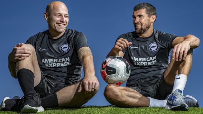 Aaron Mooy and Mat Ryan are the only Socceroos currently playing in the EPL. Picture: Hollie Adams for News Corp Australia