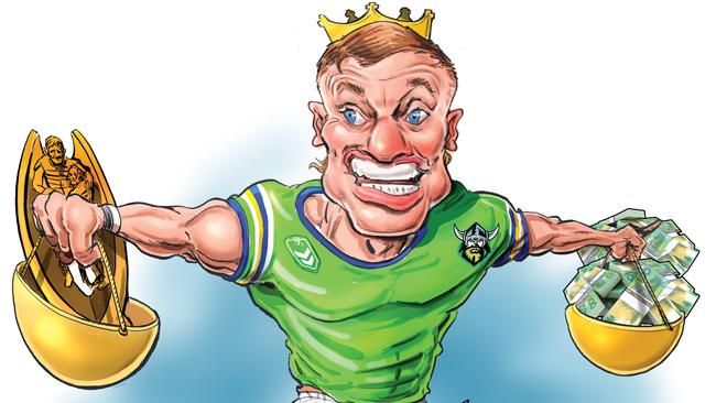 Jack Wighton must weigh up premiership chances with potential earnings. Art: Boo Bailey