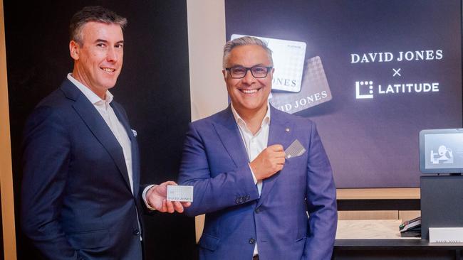 David Jones chief executive Scott Fyfe with Latitude Financial chief executive Ahmed Fahour.