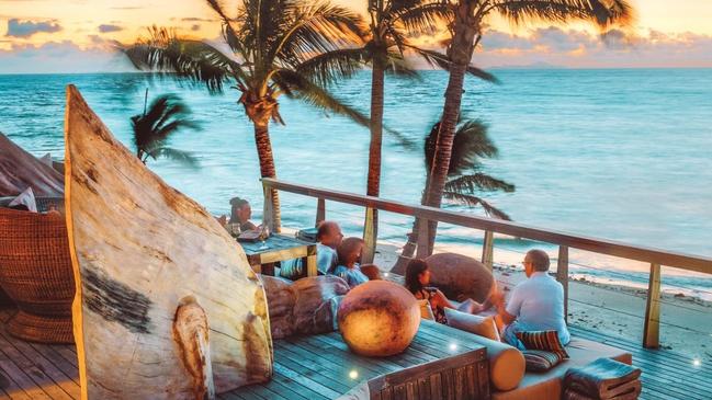 Tourists in Vomo Island Fiji.