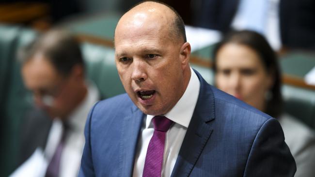 Home Affairs Minister Peter Dutton has attacked Labor’s record on border security. Picture: AAP