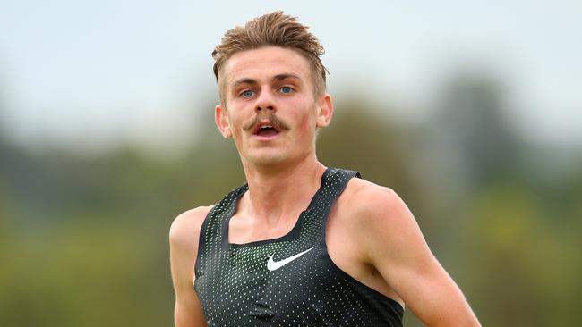 CANBERRA, AUSTRALIA - JANUARY 27: Jack Rayner of Victoria finishes second in the Mens Open 10km Run during the Australian World Cross Country Trials at Stromlo Forest Park on January 27, 2019 in Canberra, Australia. (Photo by Jason McCawley/Getty Images)