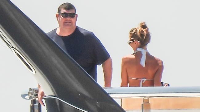 Packer enjoys his time on his yacht. Picture: Papadakis Press/MEGA