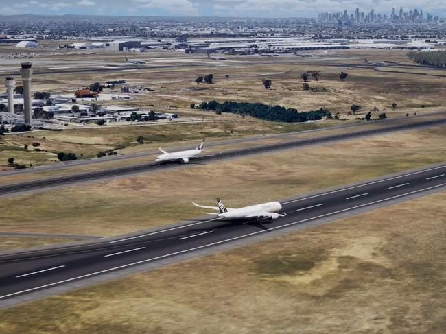 stills from the video -  Proposed third runway at Melbourne Airport